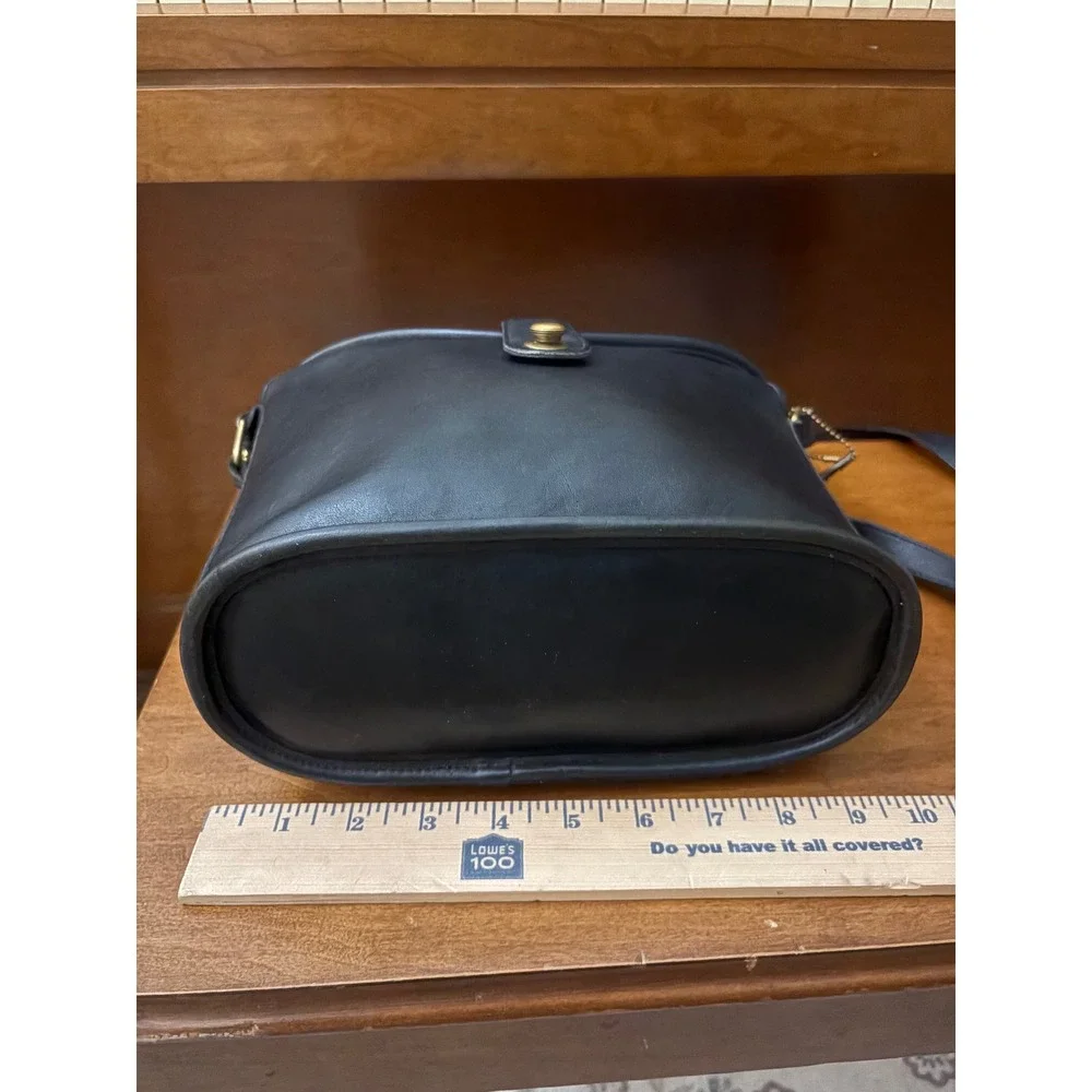 Vintage Coach Binocular Bag Black Leather USA Made 013-3825‎